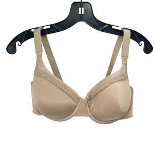Playtex Womens Maternity Breastfeeding Bra Adjustable Lace Trim 40B/C Beige